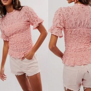 Free People Pink Textured Top